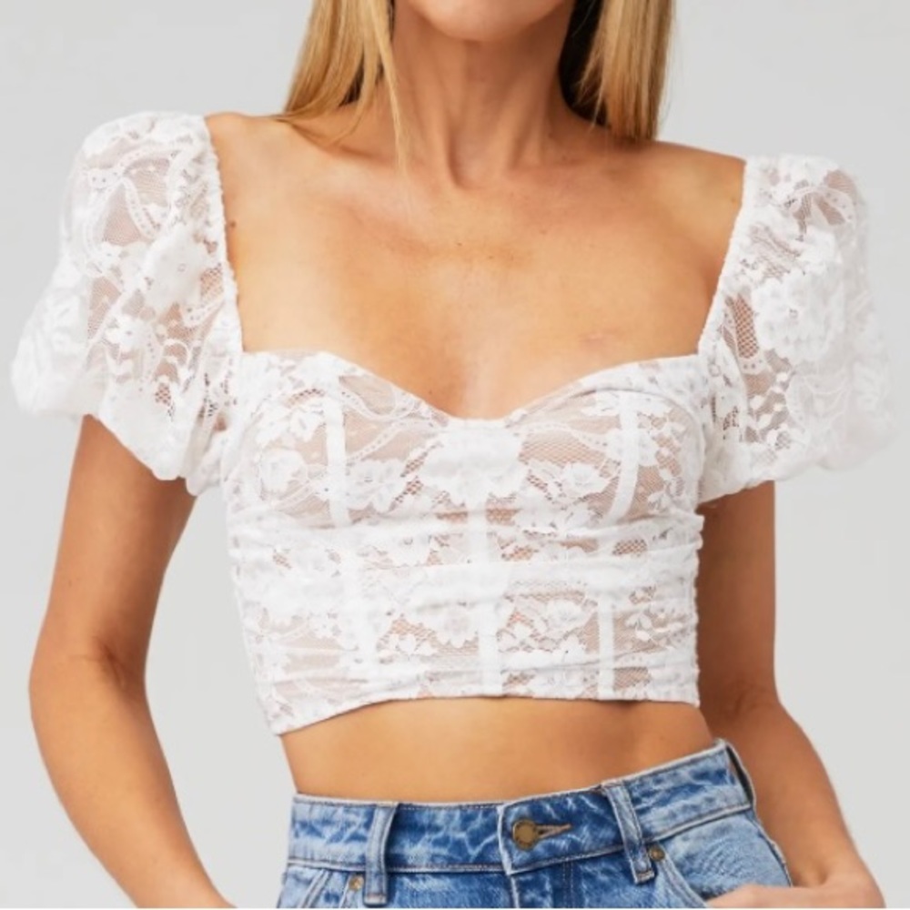 For Love and Lemons Rosalie Lace Top - like new!